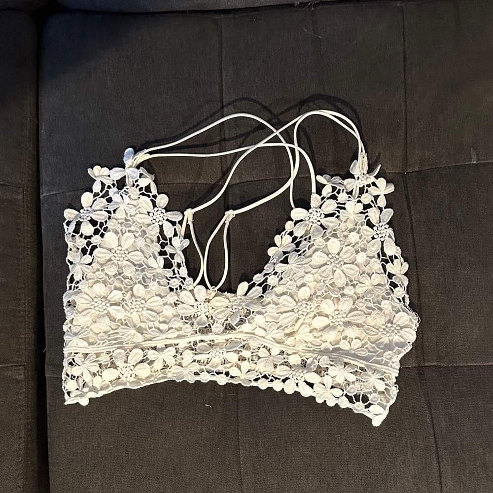 Free People Floral Lace Bralette - White